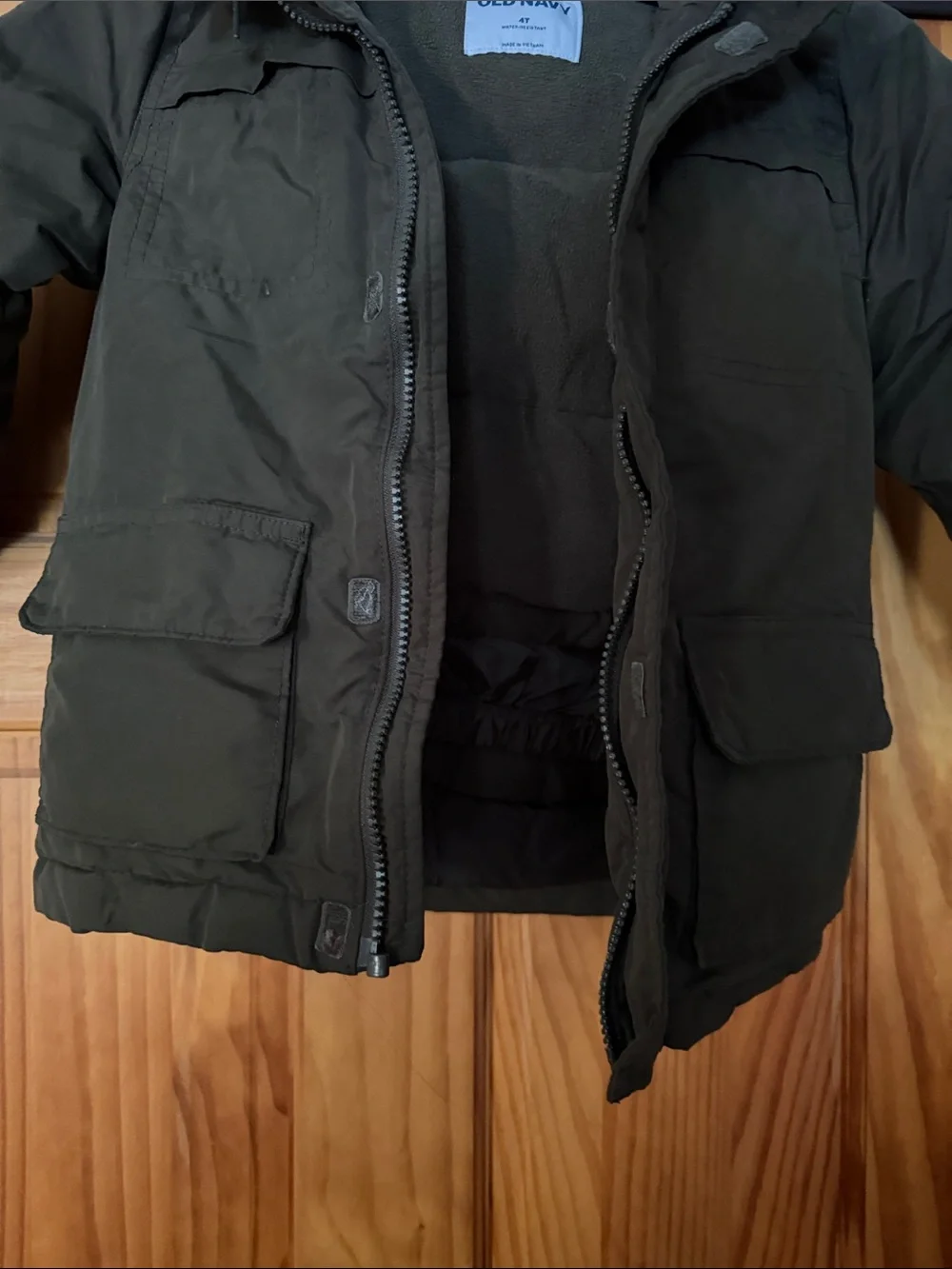 Old Navy Kids' Olive Green Hooded Puffer Jacket